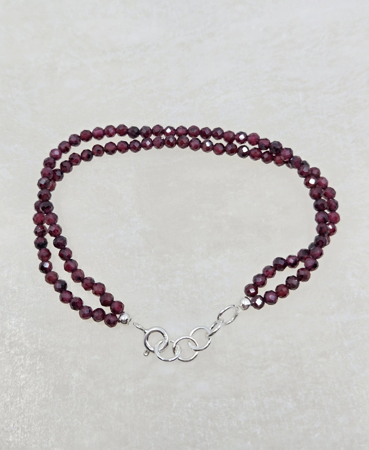 Faceted Garnet Beaded Bracelet