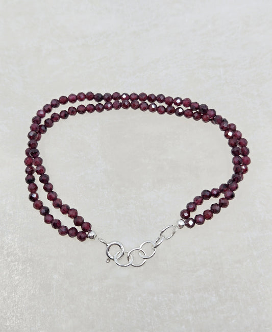 Faceted Garnet Beaded Bracelet