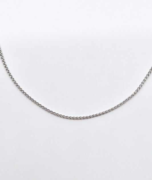 Rhodium plated Round Wheat Link Chain