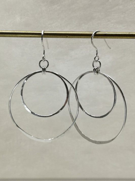 Hammered Texture Circle Drop Earrings