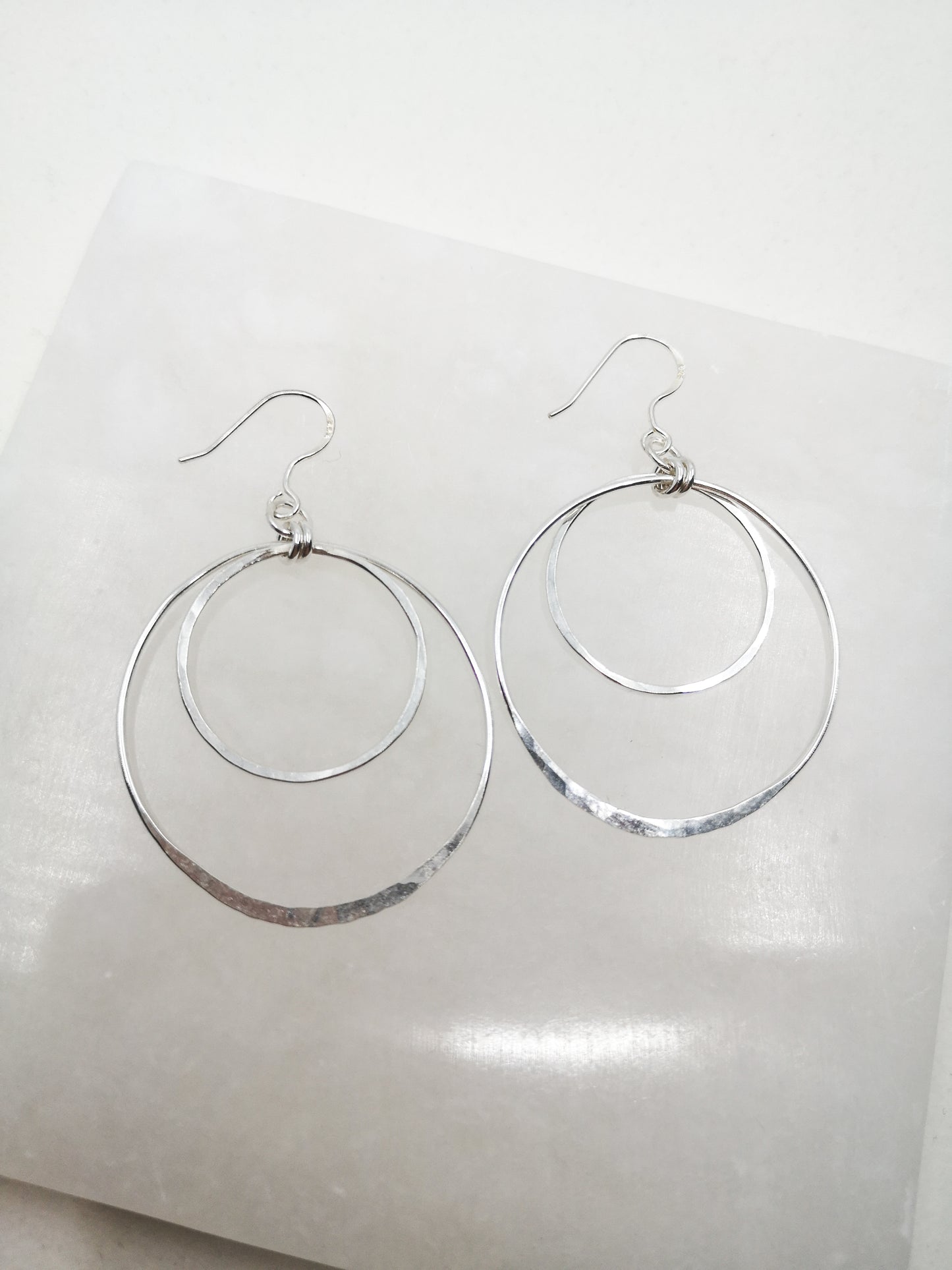 Hammered Texture Circle Drop Earrings