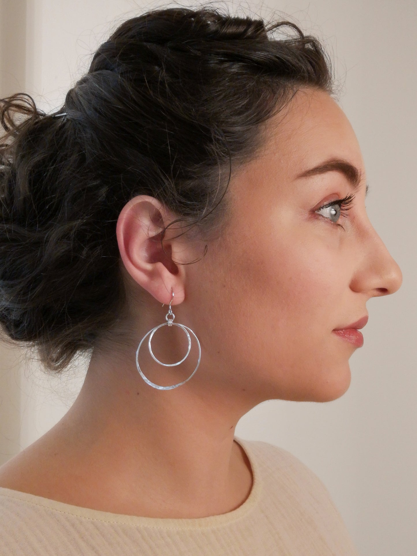 Hammered Texture Circle Drop Earrings