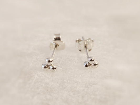 Three bead stud earrings
